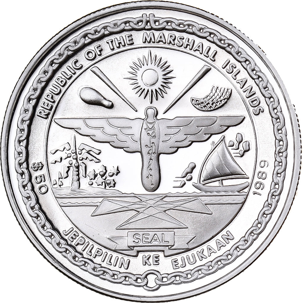Marshall Islands, 50 Dollars, First Landing on Mars, 1989, Sunshine Mint, Proof
