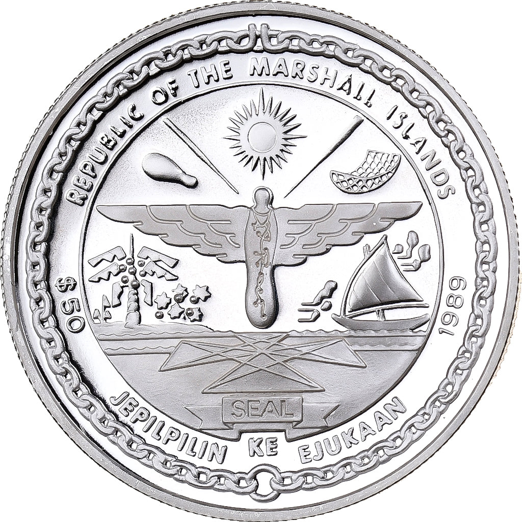Marshall Islands, 50 Dollars, First Flyby of Saturn, 1989, Sunshine Mint, Proof