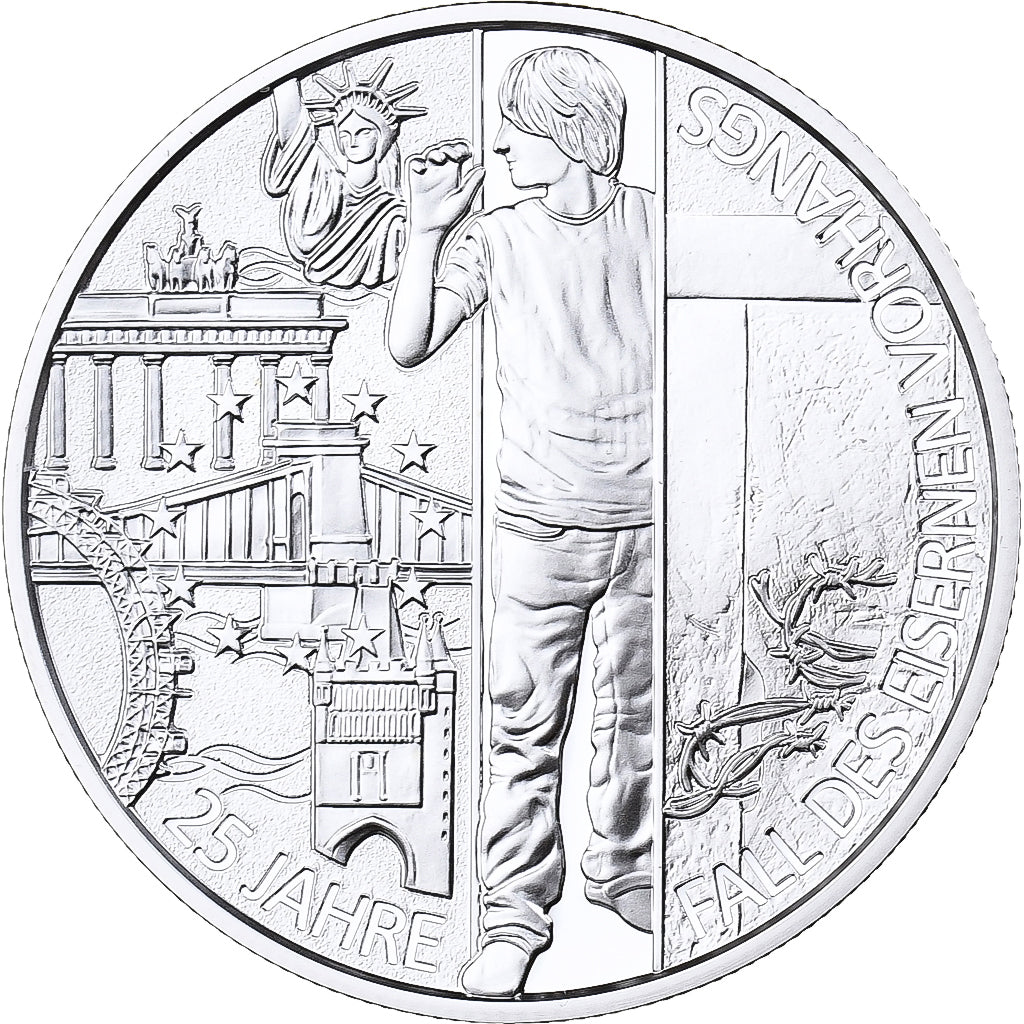 Autriche, 20 Euro, Chute du rideau de fer, BE, 2014, Vienne, Argent, FDC