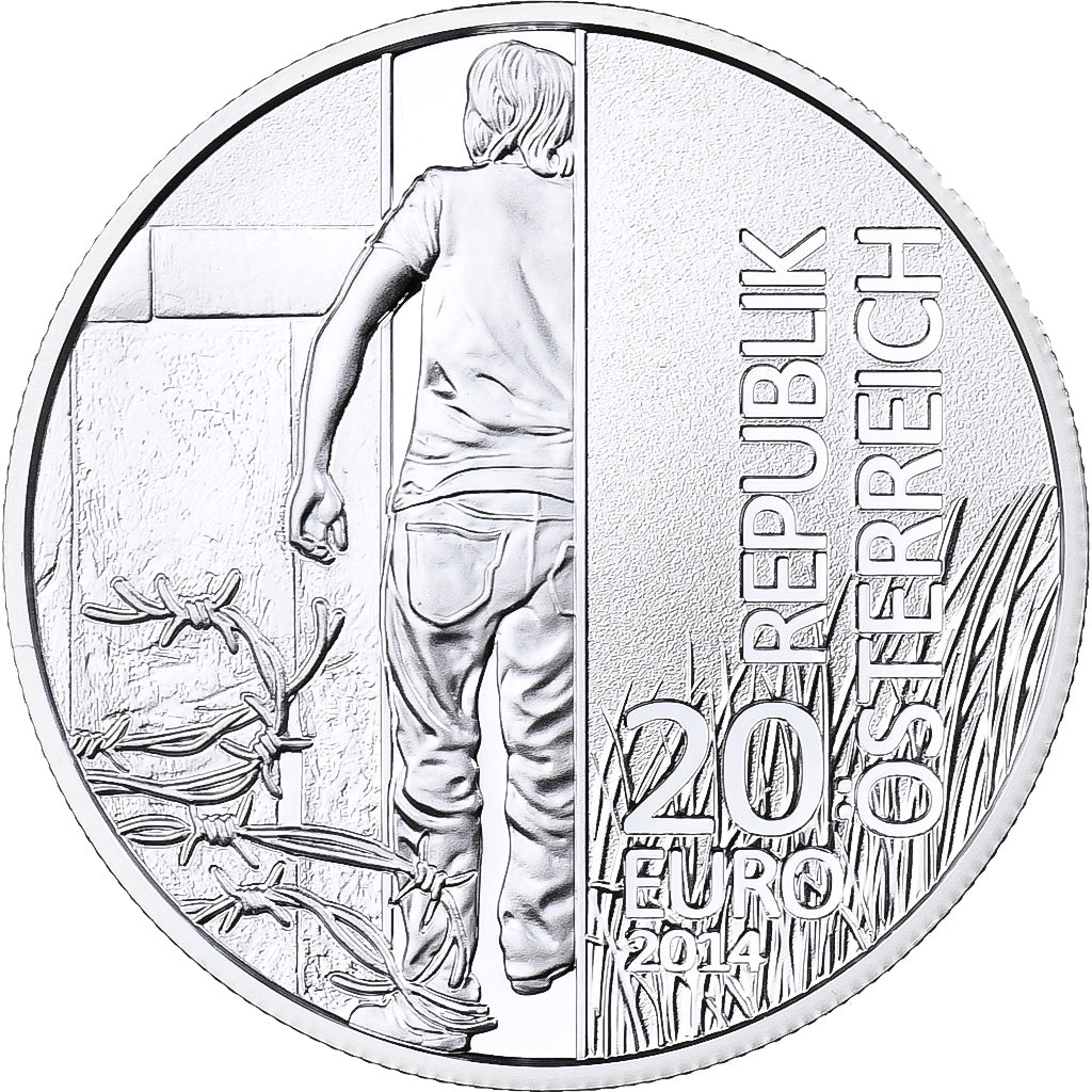 Autriche, 20 Euro, Chute du rideau de fer, BE, 2014, Vienne, Argent, FDC