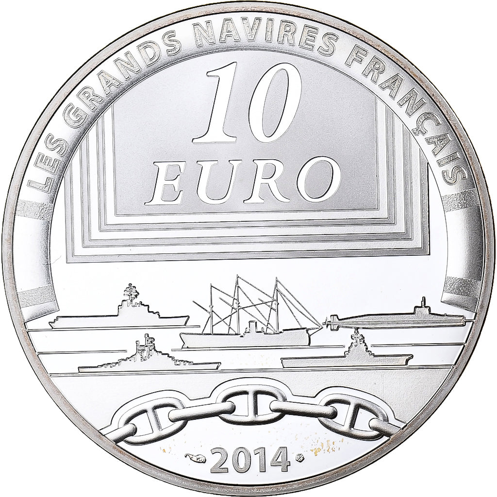 Francja, 10 Euro, Grands Navires Français - Le Redoutable, Proof, 2014, MDP