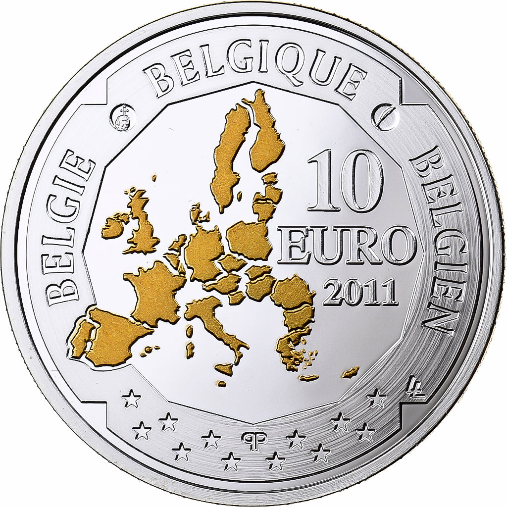 Belgium, Albert II, 10 Euro, Auguste Picard, Proof, Colorized, 2011, Brussels