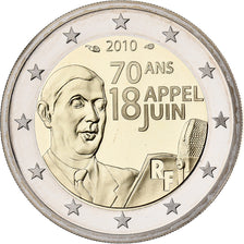França, 2 Euro, Appel du 18 juin 1940, Proof, 2010, MDP, Bimetálico, MS(65-70)