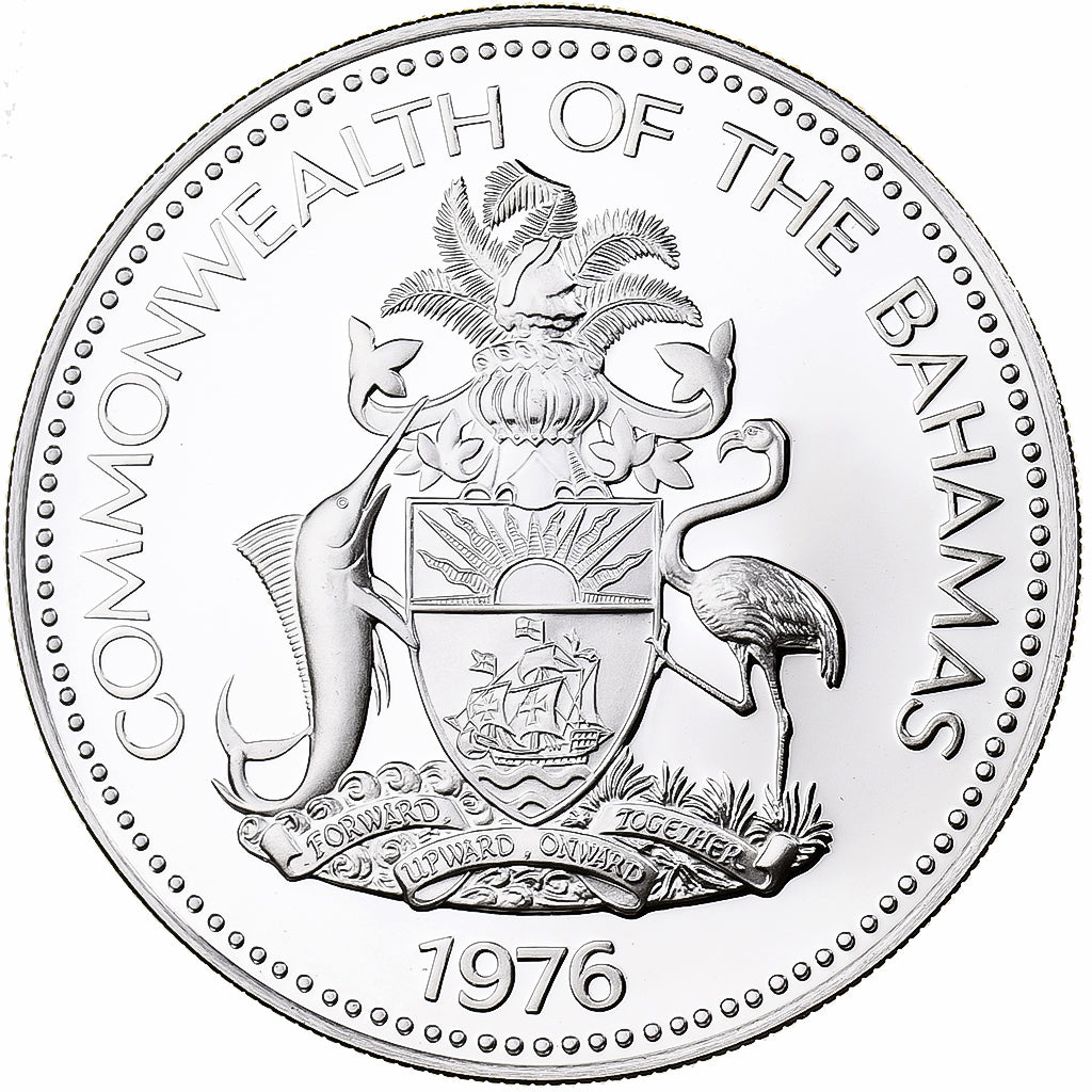 Bahamas, Elizabeth II, 5 Dollars, 1976, Franklin Mint, FS, Argento, FDC