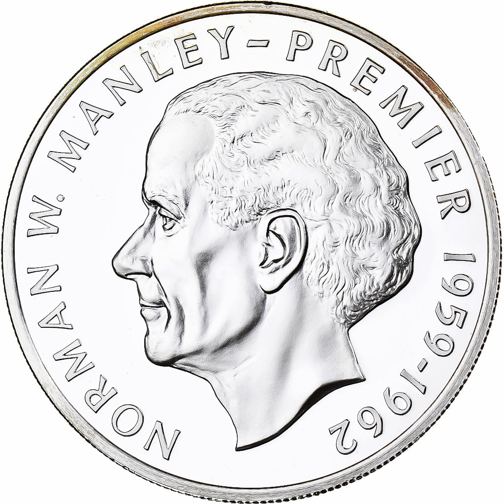 Jamaica, 5 Dollars, Norman W. Manley, 1976, Franklin Mint, Proof, Silver
