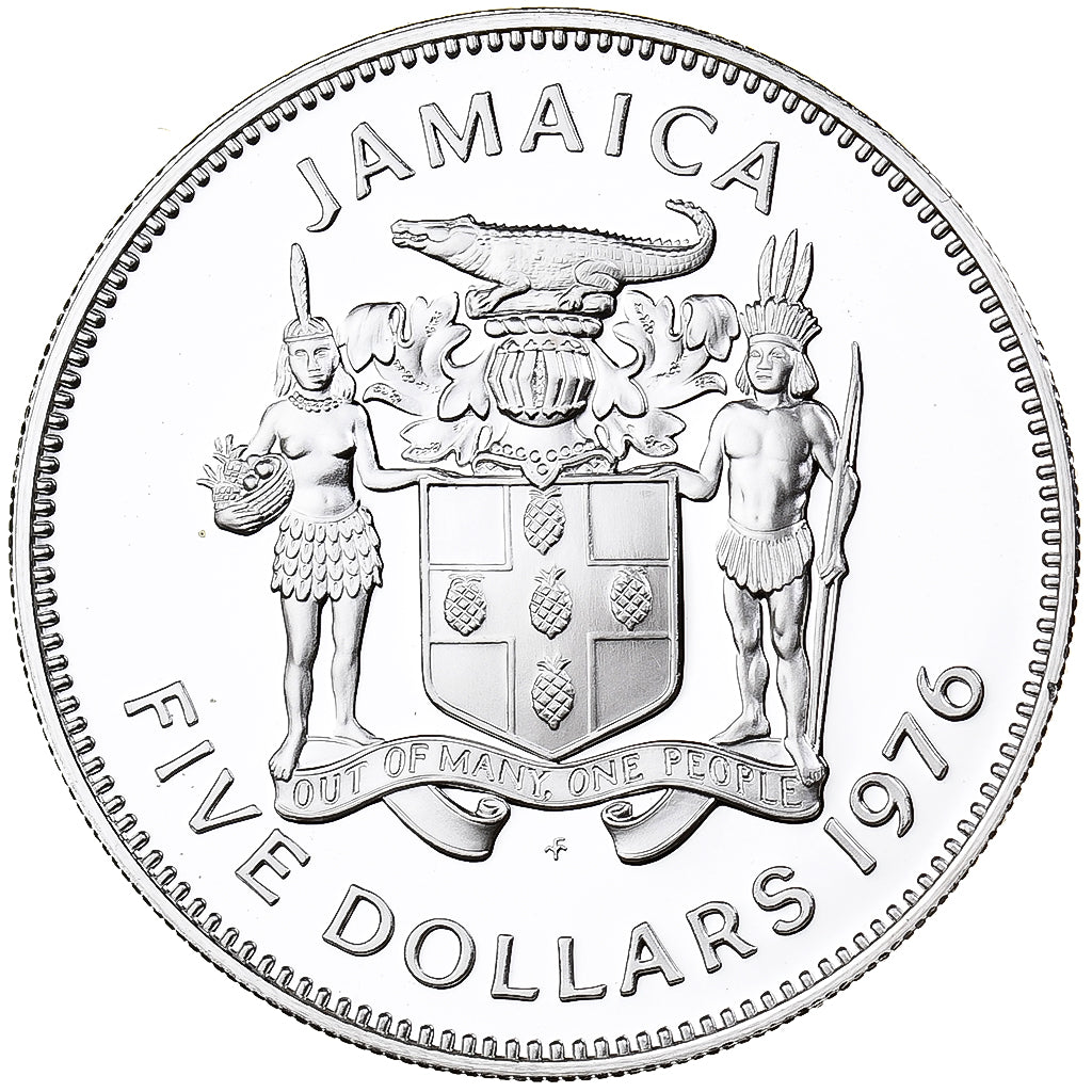 Jamaica, 5 Dollars, Norman W. Manley, 1976, Franklin Mint, Proof, Silver