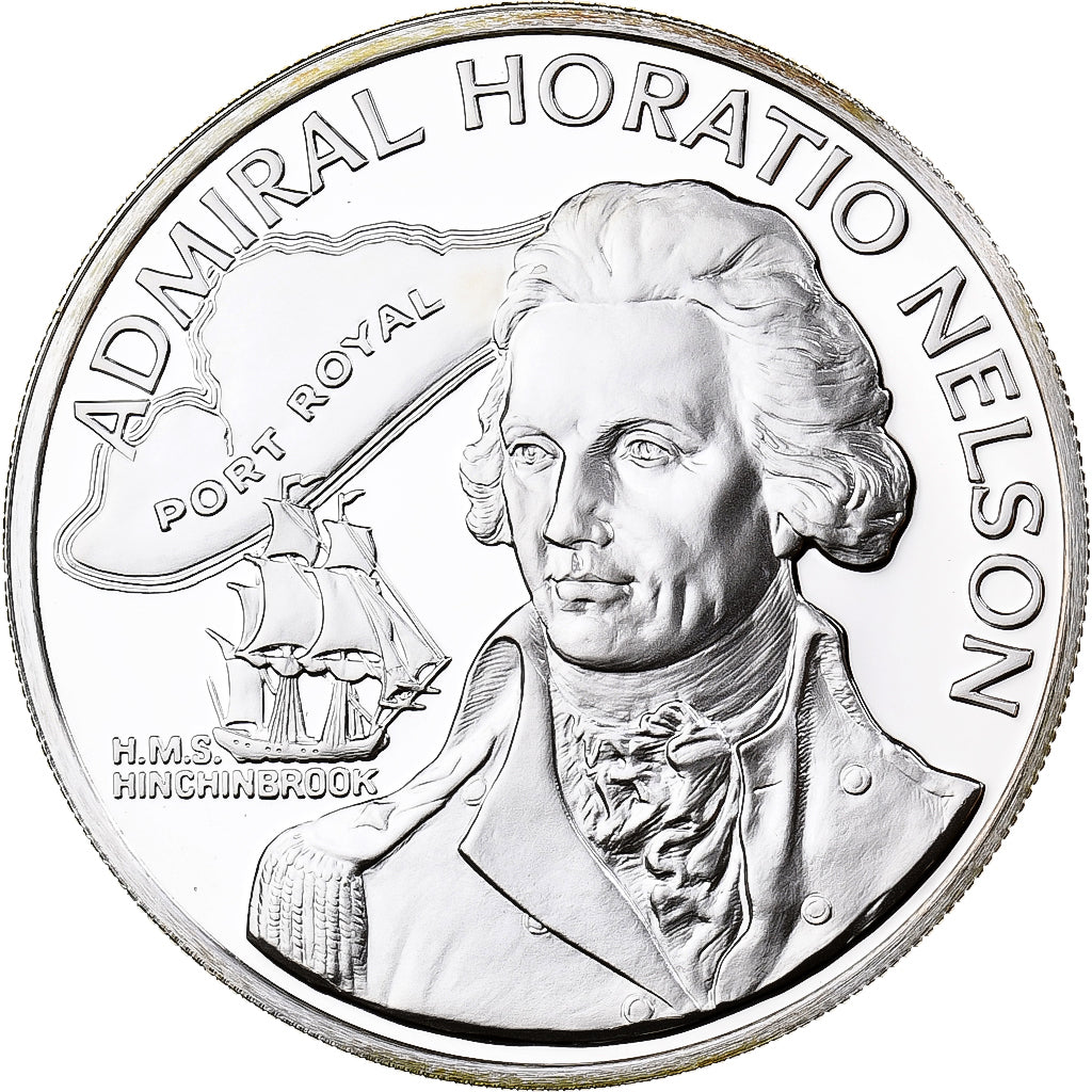 Jamaica, 10 Dollars, Horatio Nelson, 1976, Franklin Mint, Proof, Silver