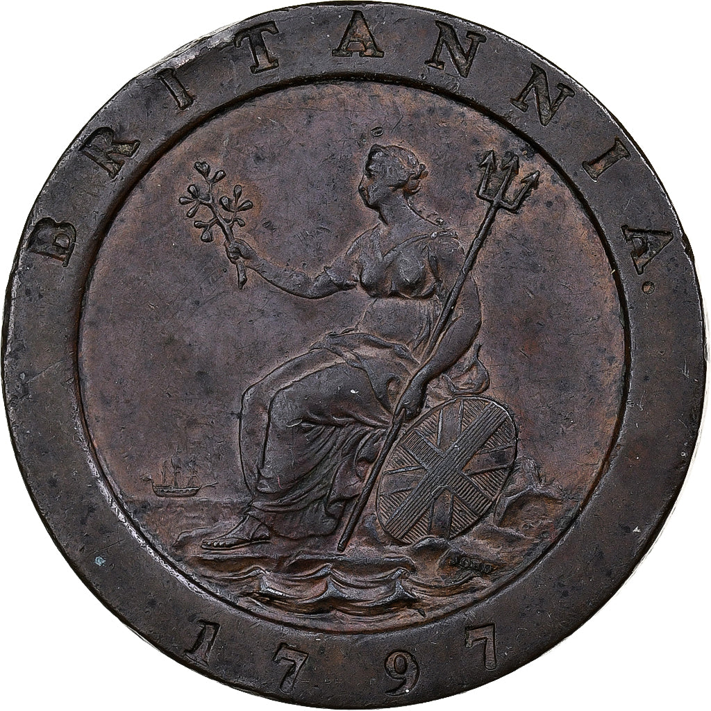 United Kingdom, George III, 2 Pence, 1797, Soho, Copper, AU(55-58), KM:619