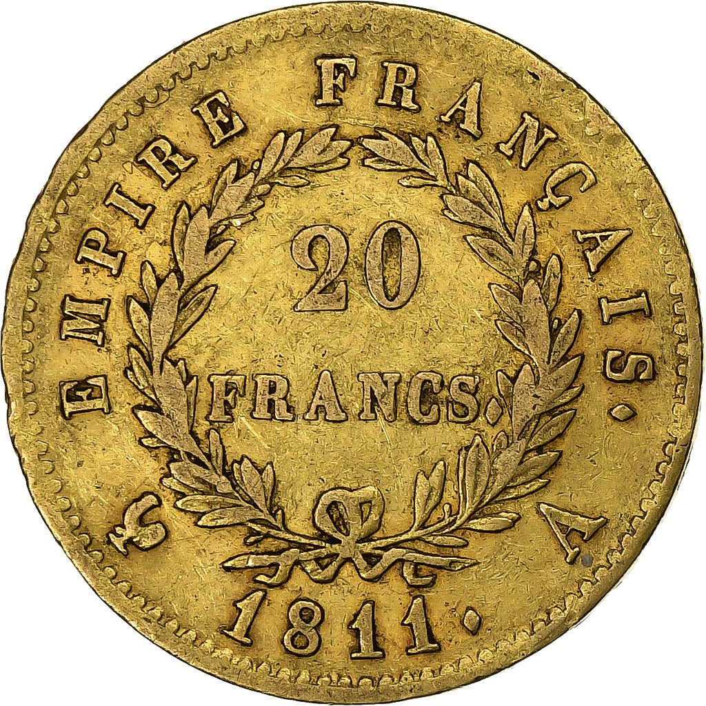 Frankrijk, Napoleon I, 20 Francs, 1811, Paris, Goud, FR, Gadoury:1025