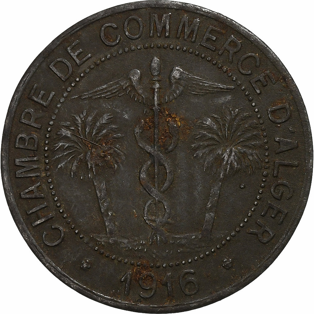 Frankrijk, Chambre de Commerce d'Alger, 10 Centimes, 1916, FR+, Iron