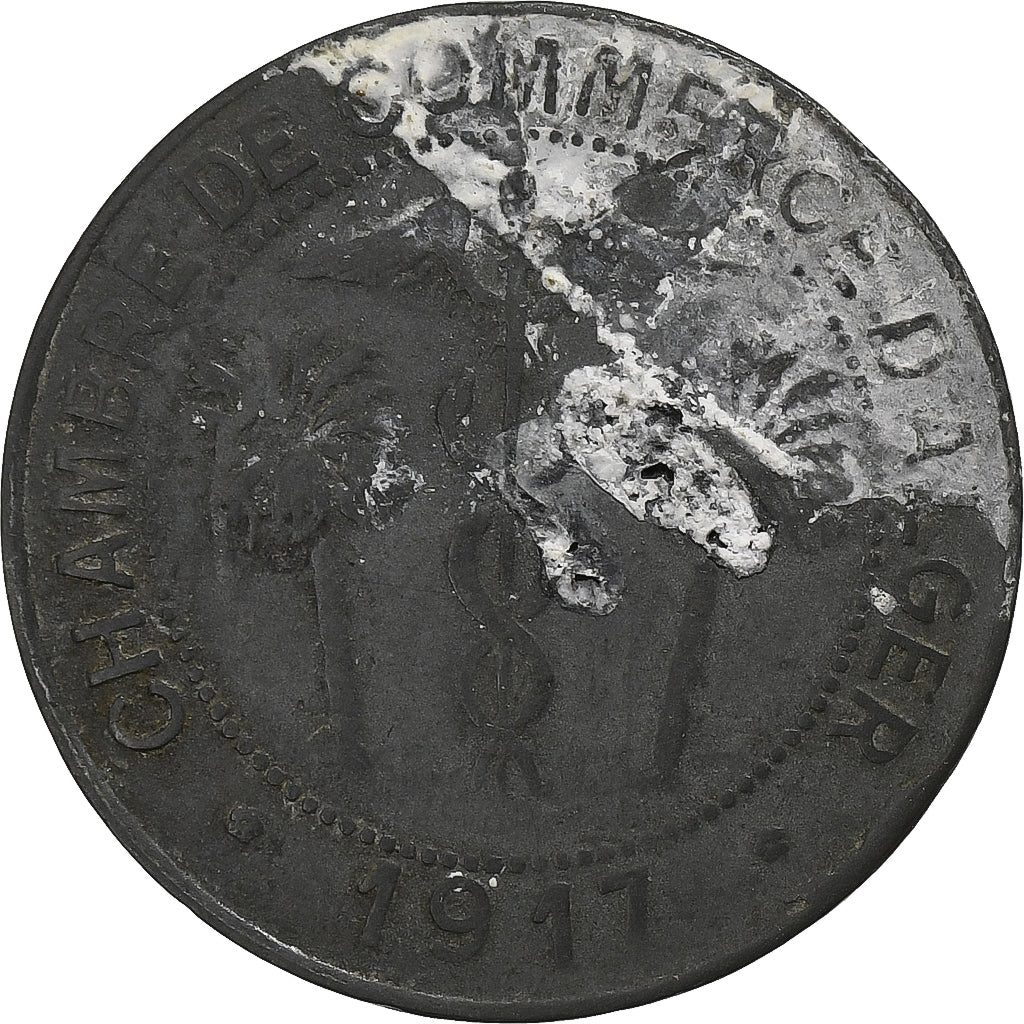 France, Chambre de Commerce d'Alger, 10 Centimes, 1917, VF(30-35), Iron