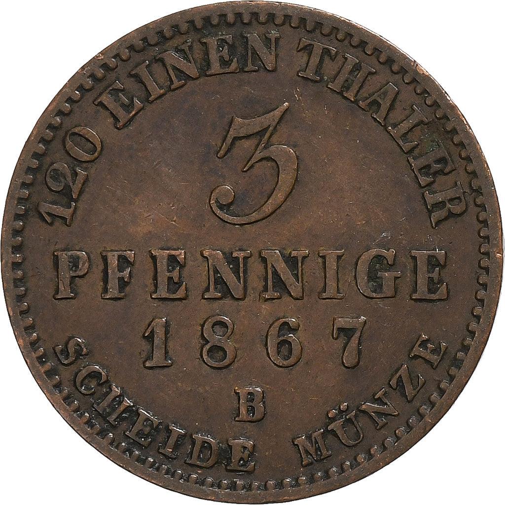Duchy of Anhalt-Bernburg, Leopold Friedrich IV, 3 Pfennige, 1867, Hannover