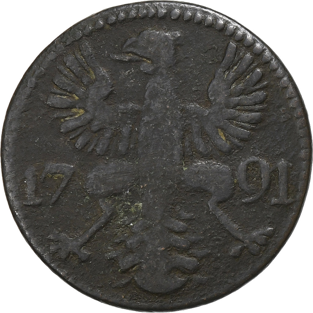 Free city of Aachen, 12 Heller, 1791, Aachen, Bronze, VF(20-25)
