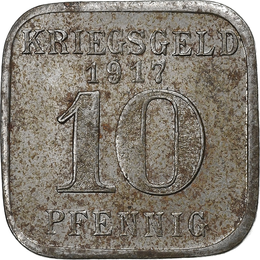 Prussia, Stadt Neuwied, 10 Pfennig, 1917, AU(50-53), Iron