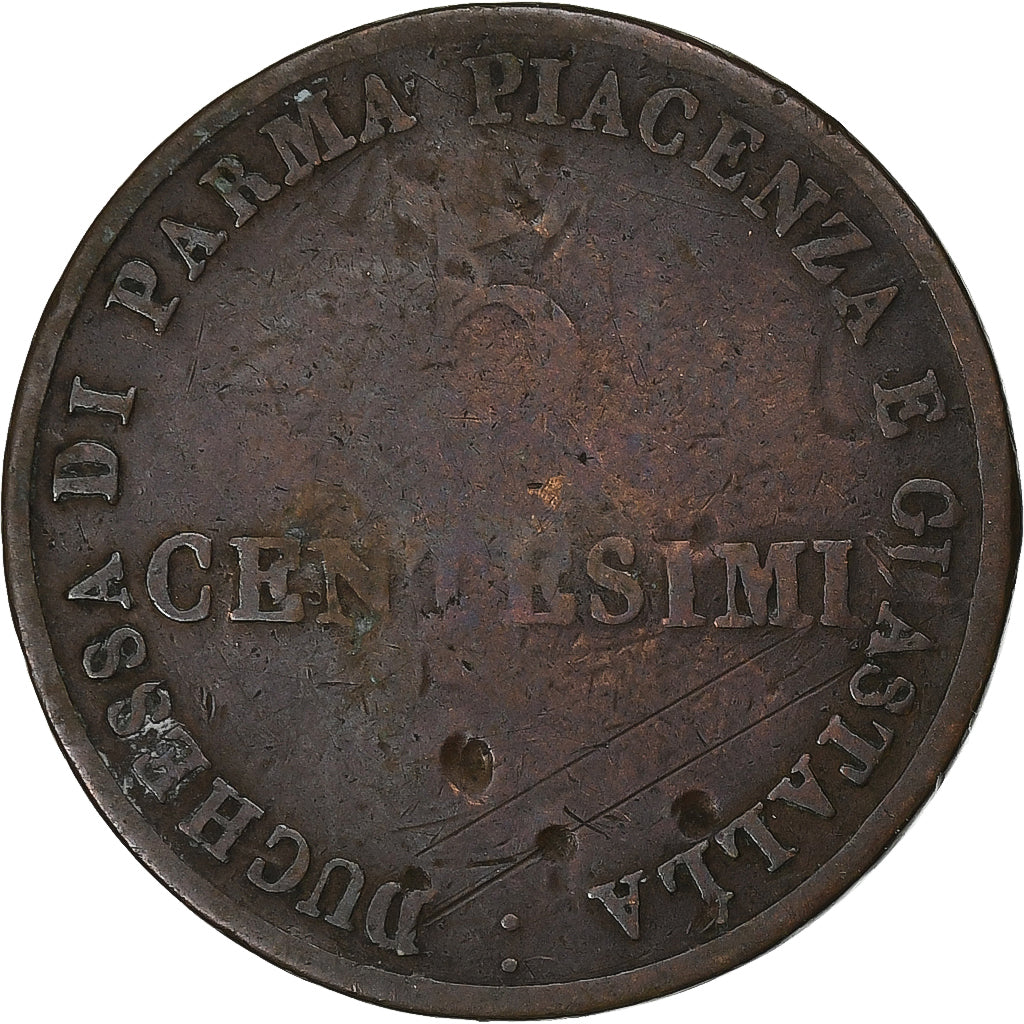 Duchy of Parma, Maria Luigia, 5 Centesimi, 1830, Parma, Rame, B+