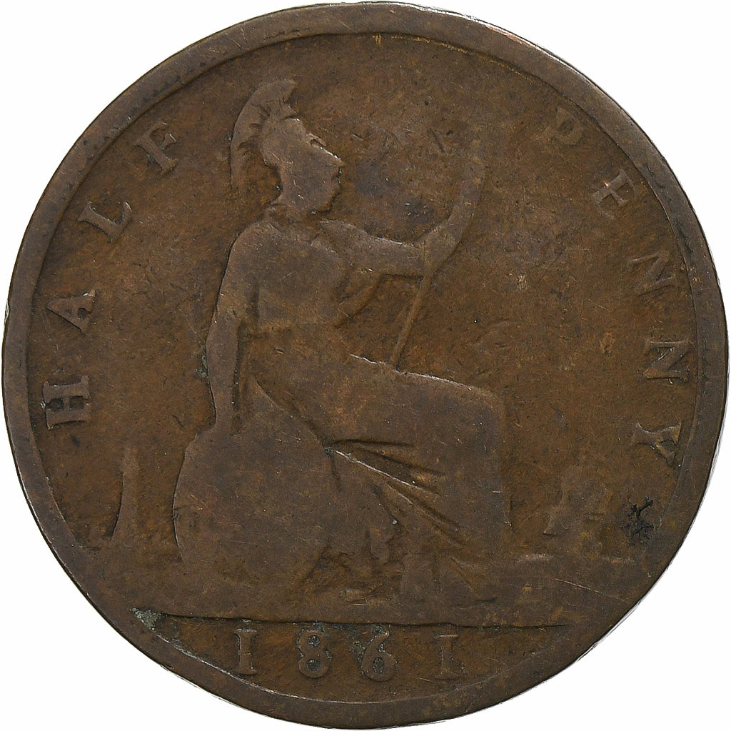 United Kingdom, Victoria, 1/2 Penny, 1861, London, Bronze, VF(20-25)