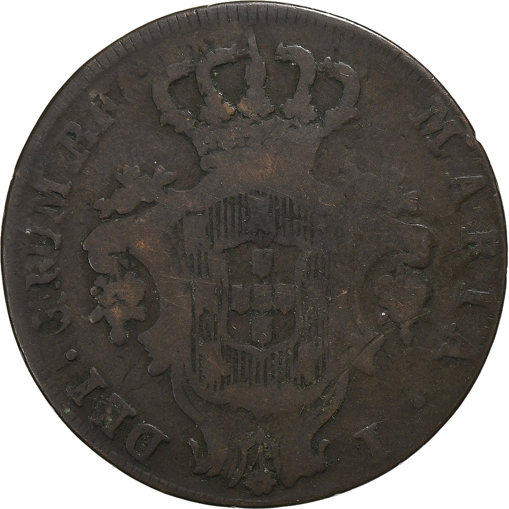 Azoren, Maria I, 10 Reis, 1795, Lisbon, Koper, ZG+