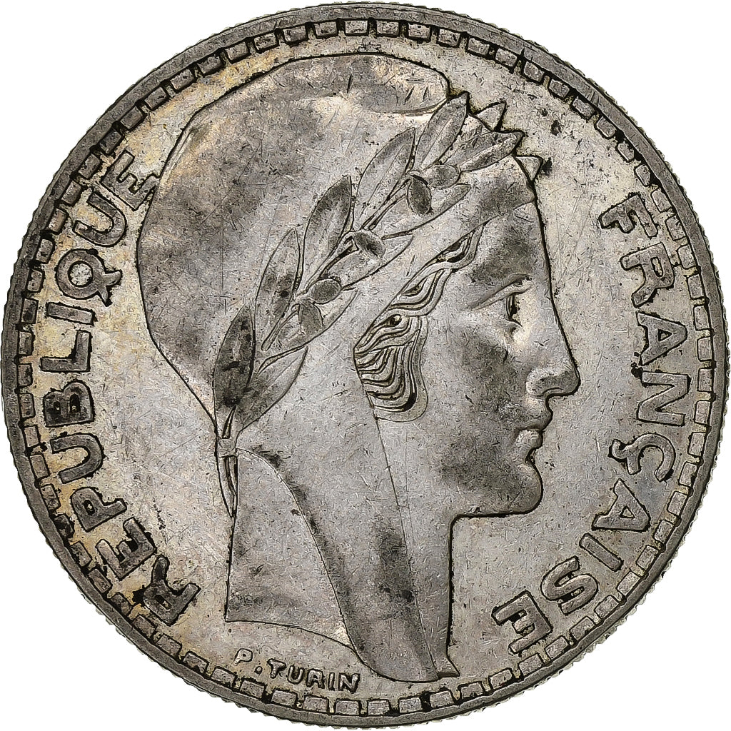 França, 20 Francs, Turin, 1936, Paris, Prata, VF(30-35), Gadoury:852