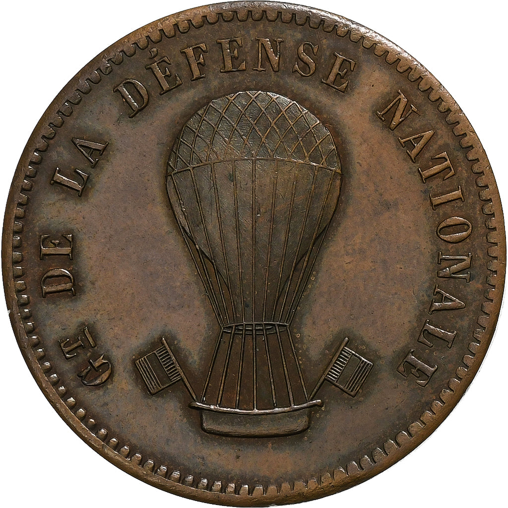 Francja, 10 Centimes, Ballon monté, 1870, Paris, Egzemplarz, Brązowy