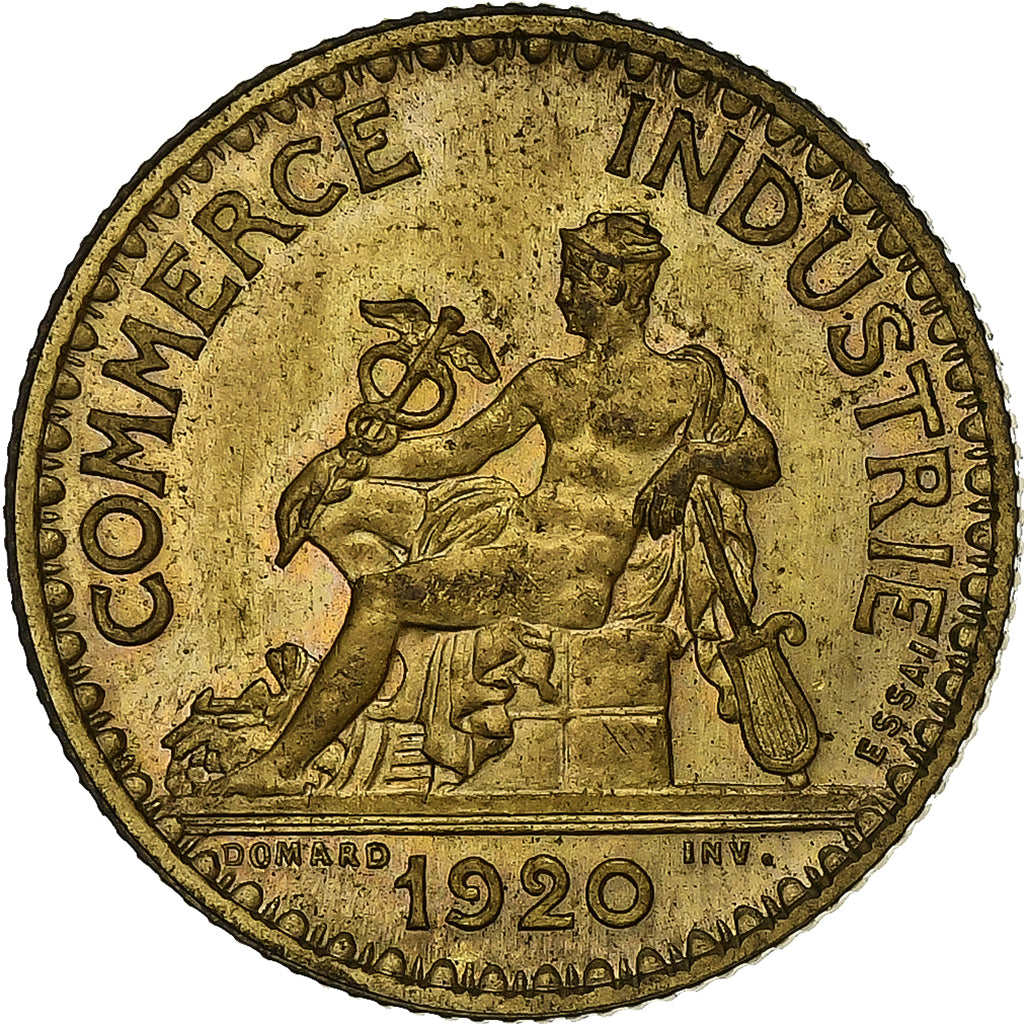 Francja, 1 Franc, Chambre de commerce, 1920, Paris, Pattern, Aluminium-Brąz