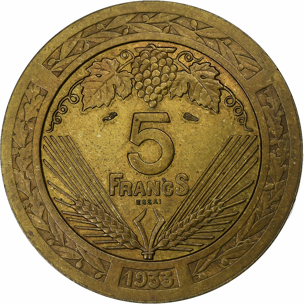 Francia, 5 Francs, Concours de Vézien, 1933, Paris, Pattern, Rame-alluminio