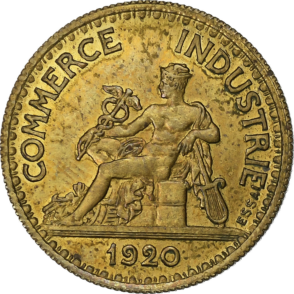 France, 50 Centimes, Chambre de commerce, 1920, Paris, Pattern, Aluminum-Bronze