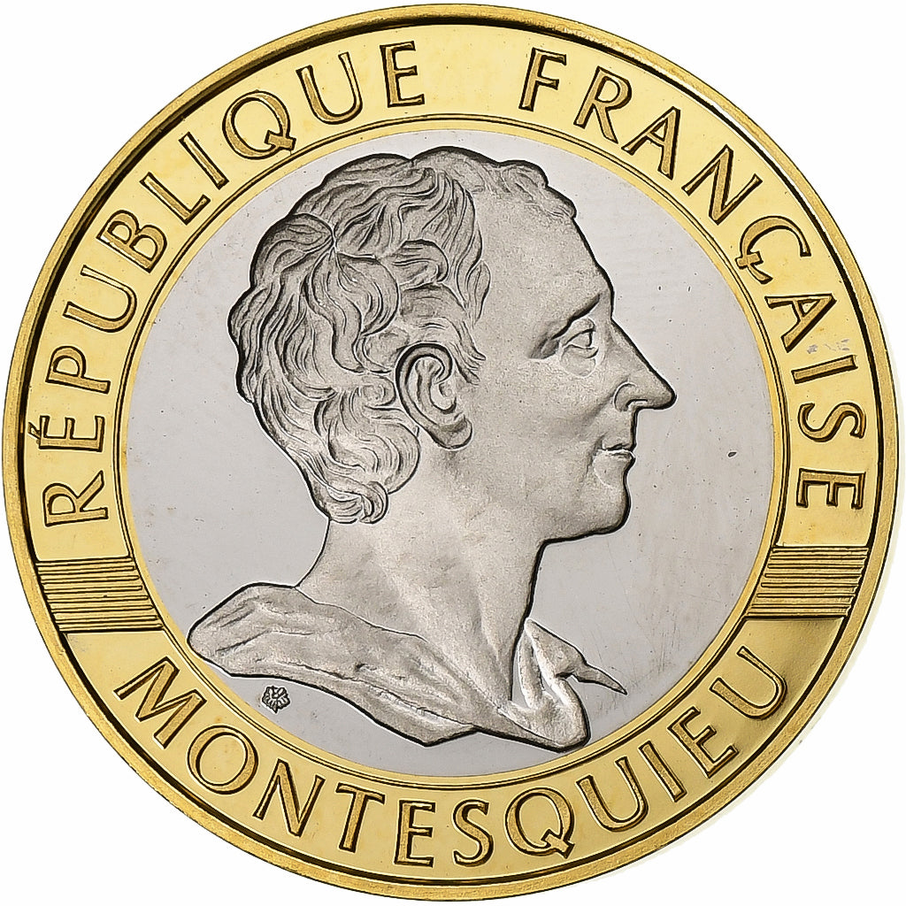France, 10 Francs, Montesquieu, 1989, MDP, Specimen, Proof, Bi-Metallic, MS(64)