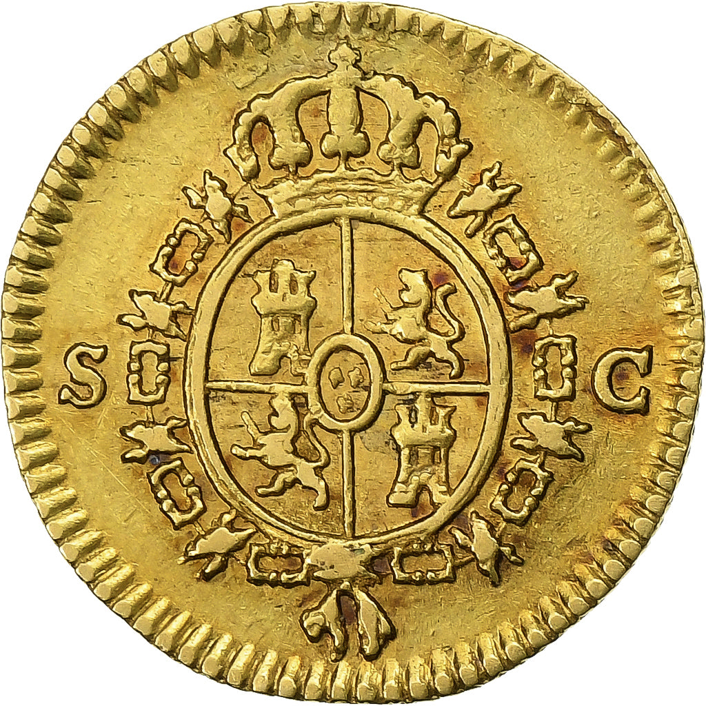 España, Charles III, 1/2 Escudo, 1788, Seville, Oro, BC+, KM:425