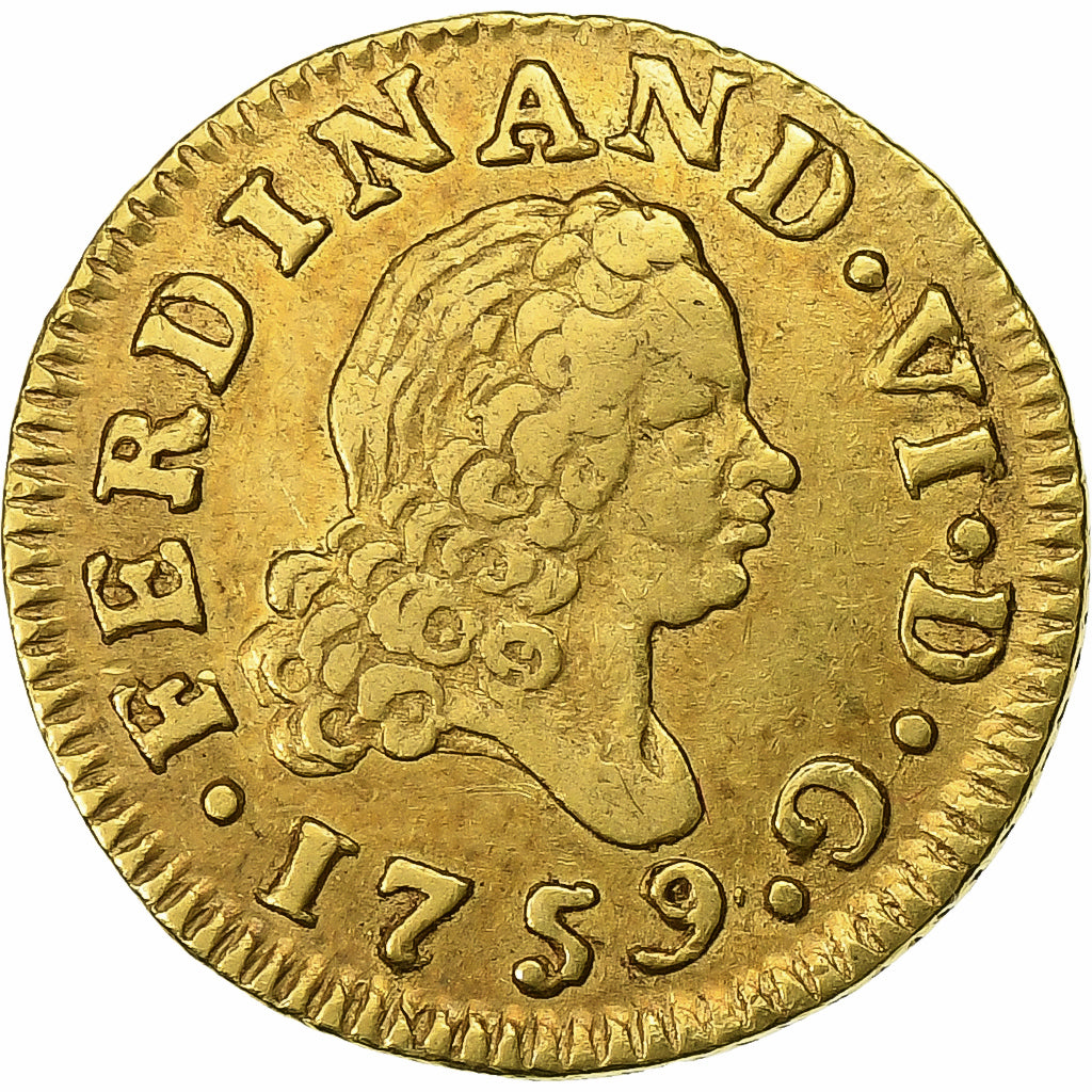Espanha, Ferdinand VI, 1/2 Escudo, 1759, Madrid, Dourado, VF(30-35), KM:378