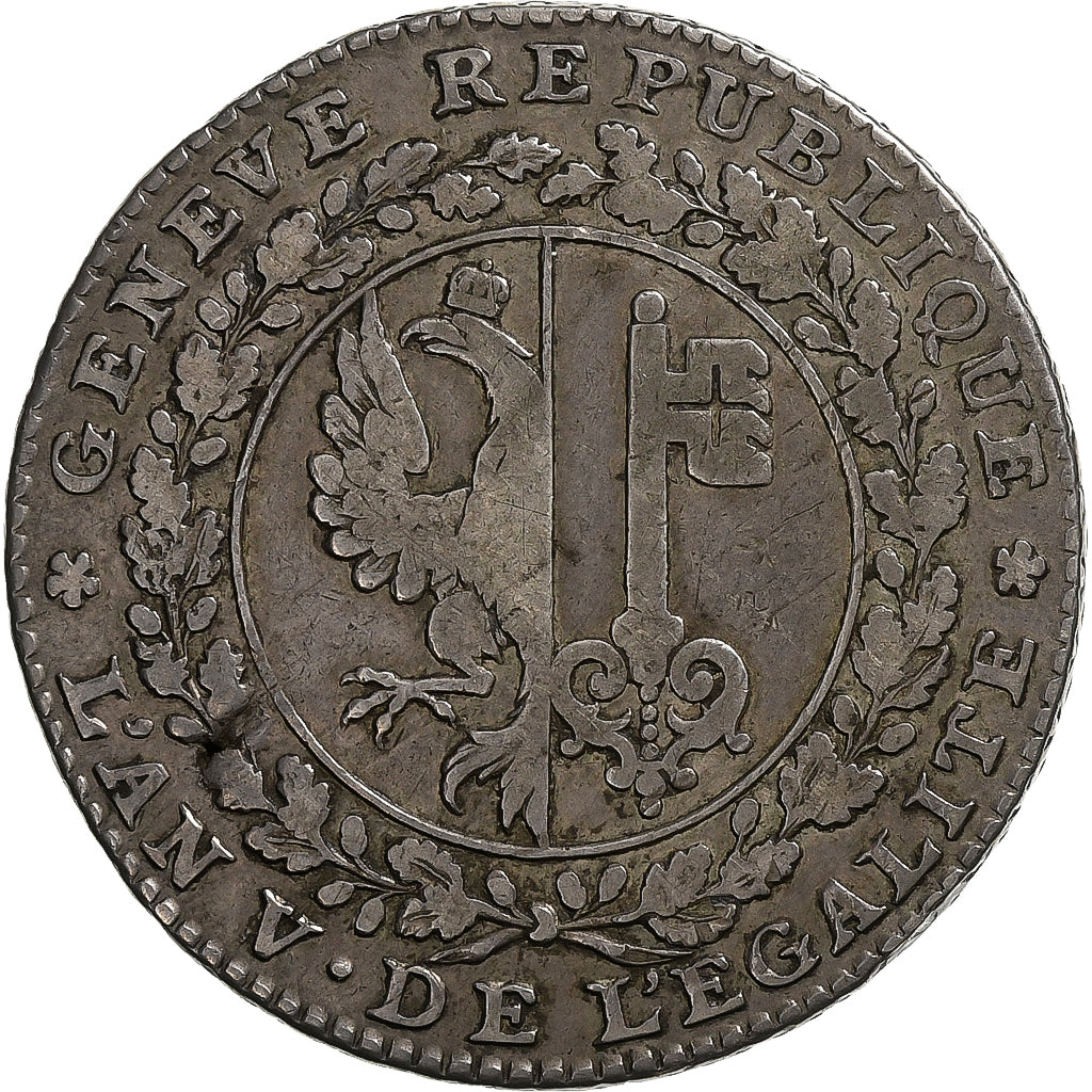 Canton of Geneva, Thaler, 1796, Geneva, Plata, BC+, KM:112