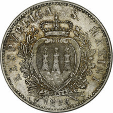 San Marino, 5 Lire, 1898, Rome, Silver, EF(40-45), KM:6