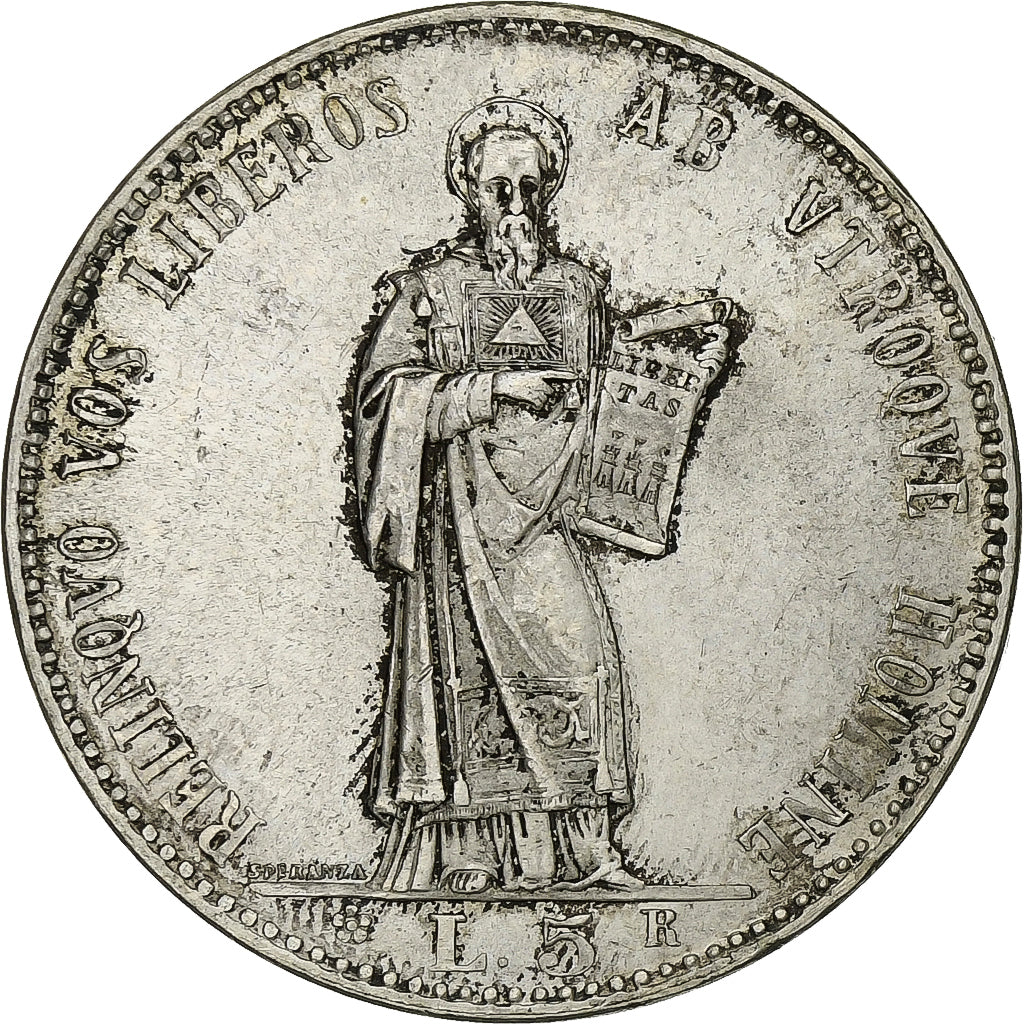 San Marino, 5 Lire, 1898, Rome, Zilver, ZF, KM:6