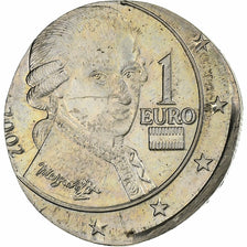 Áustria, 1 Euro, Strike error, 2002, Vienna, Níquel Revestido a Cobre-Níquel