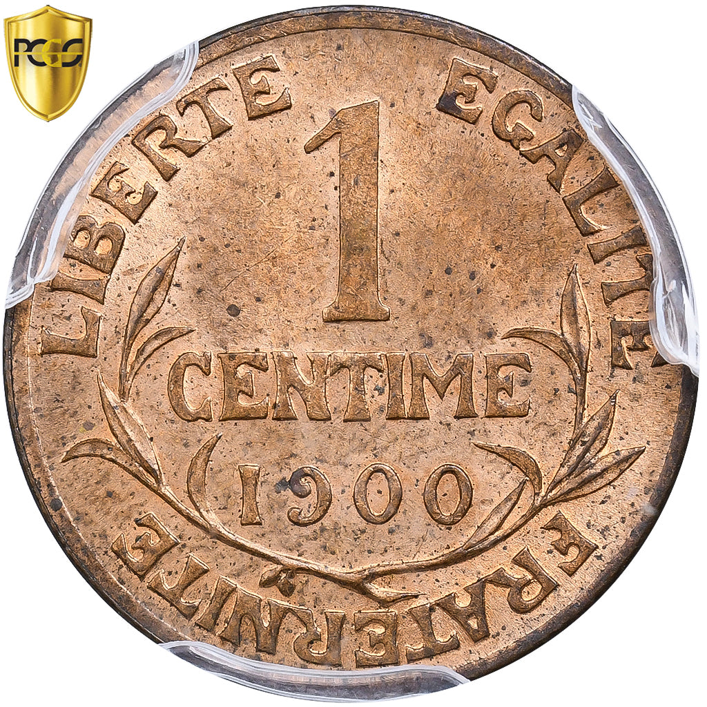 France, 1 Centime, Daniel-Dupuis, 1900, Paris, Bronze, PCGS, MS64RB, Gadoury:90