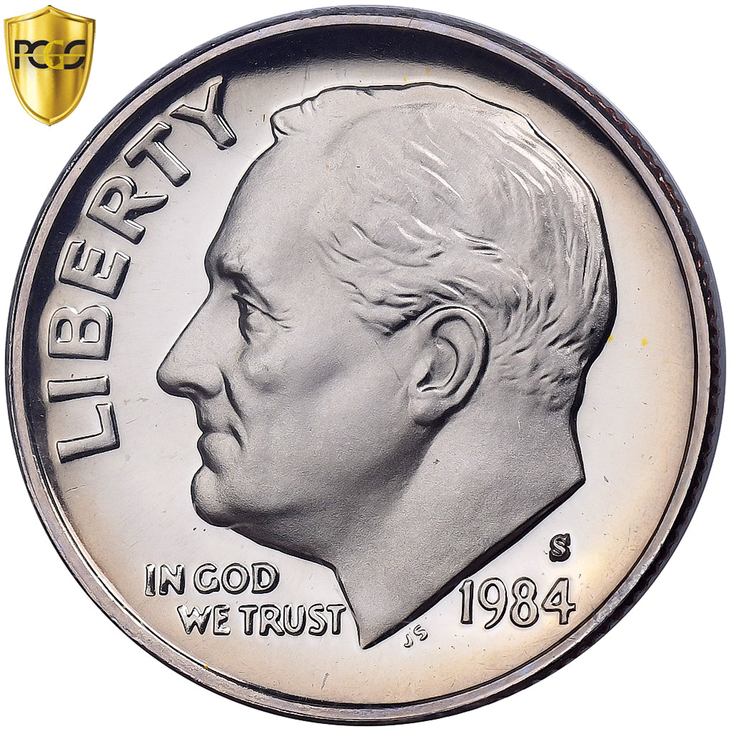 Stati Uniti, 1 Dime, Roosevelt, 1984, San Francisco, FS, Rame ricoperto in