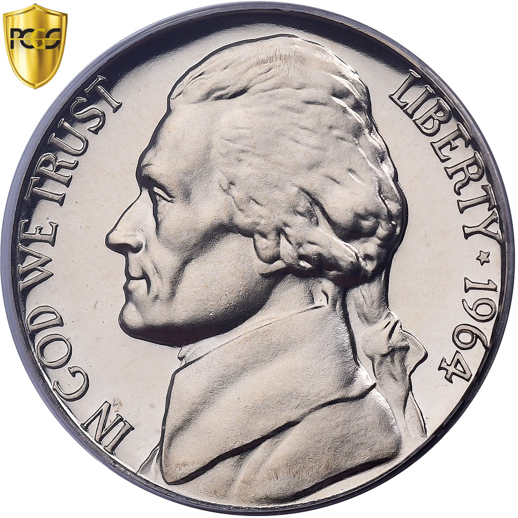 USA, 5 Cents, Jefferson, 1964, Philadelphia, Proof, Miedź-Nikiel, PCGS