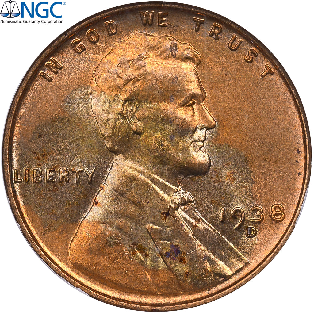 United States, Cent, Lincoln, 1938, Denver, Bronze, NGC, MS67RD, KM:132