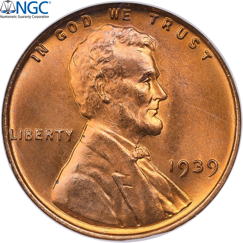 Stati Uniti, Cent, Lincoln, 1939, Philadelphia, Bronzo, NGC, MS67RD, KM:132