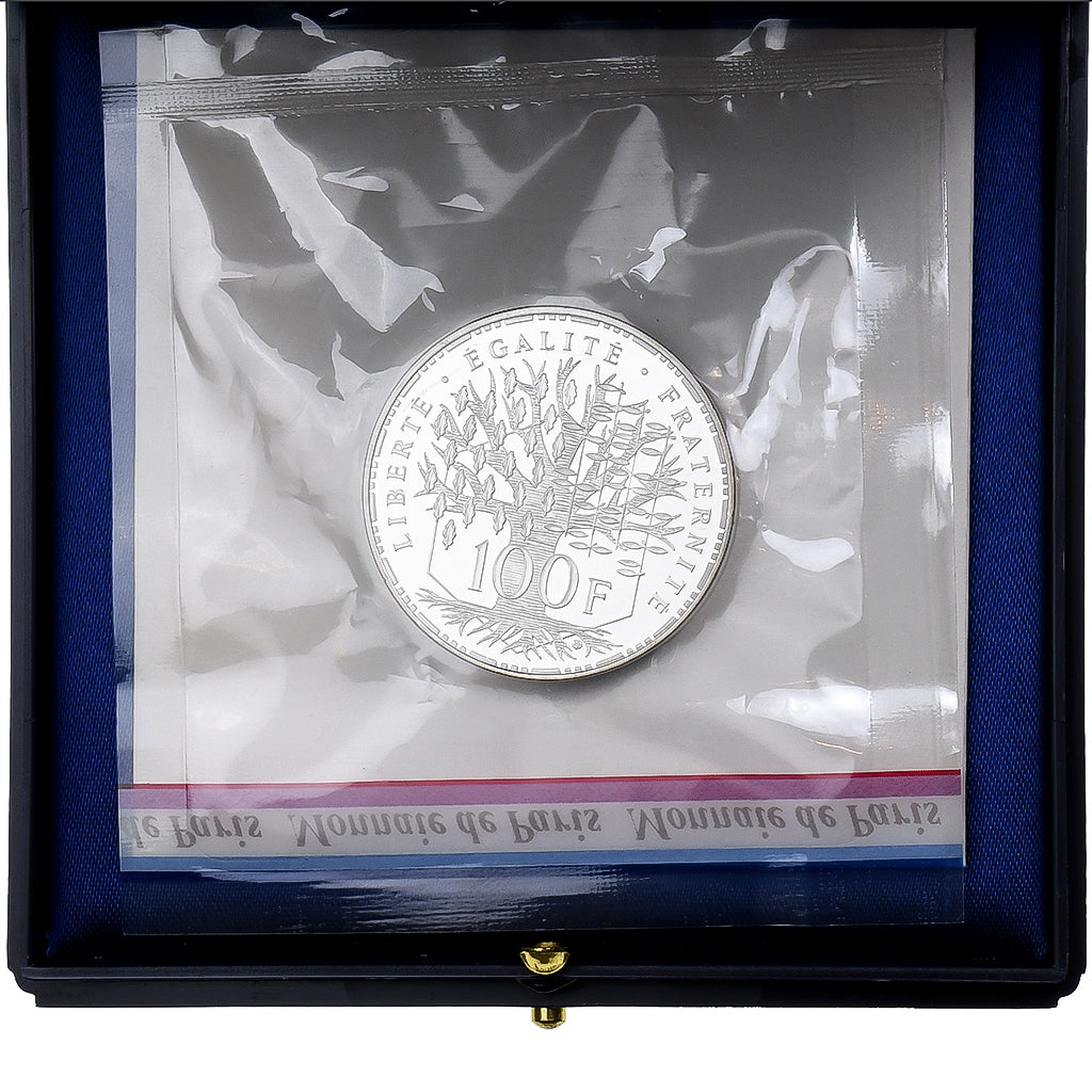 França, 100 Francs, Panthéon, 1984, MDP, Piéfort, Prata, MS(65-70)