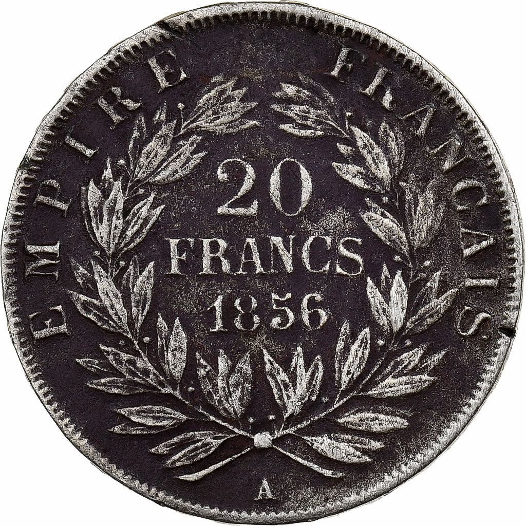 Francja, Napoleon III, 20 Francs, 1856, Paris, Faux d'Epoque, Srebro, VF(30-35)