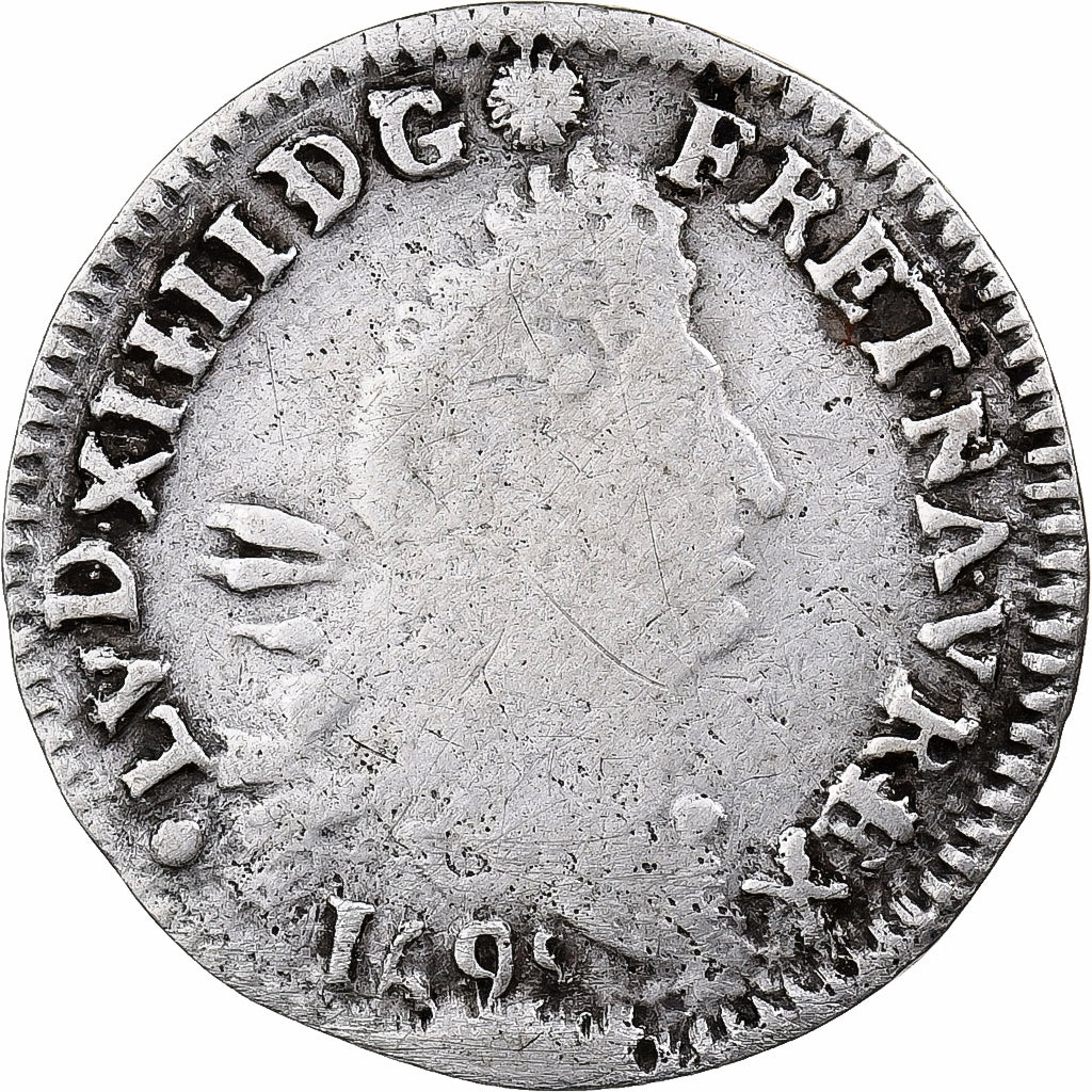 France, Louis XIV, 4 Sols aux 2 L, 1695, Poitiers, Silver, VF(20-25)