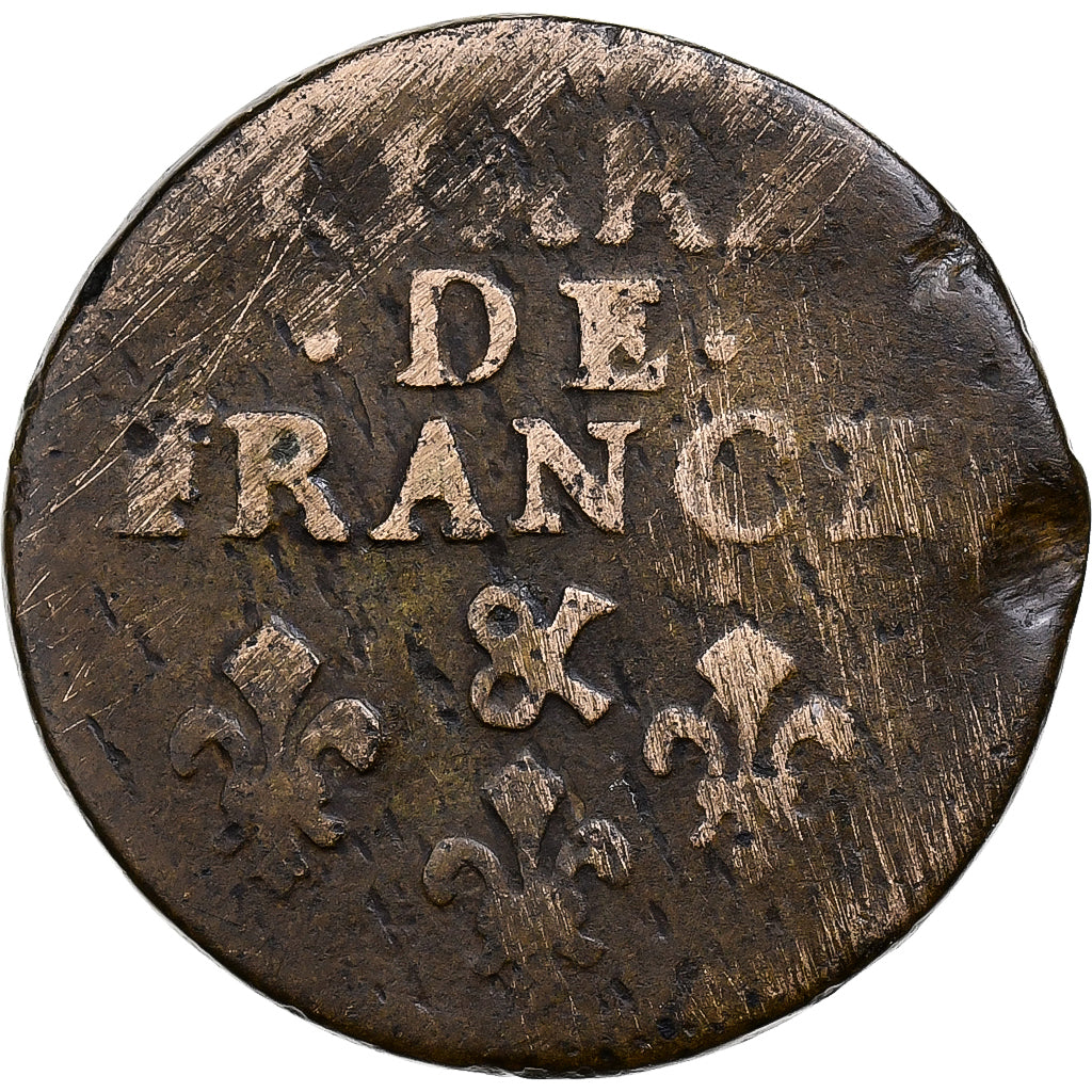 Francia, Louis XIV, Liard, 1699, Aix, Cobre, BC+, Gadoury:81
