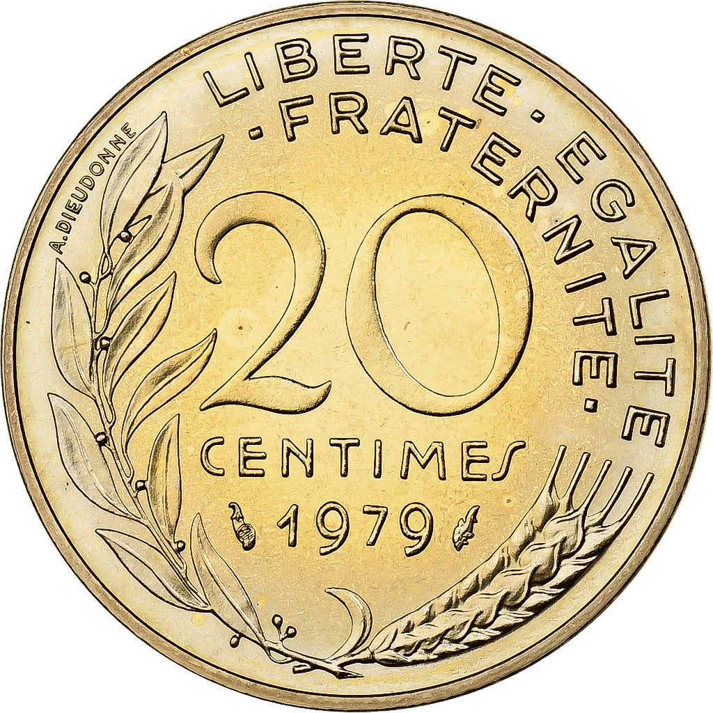 Francia, 20 Centimes, Marianne, 1979, MDP, série FDC, Bronzo-alluminio, FDC