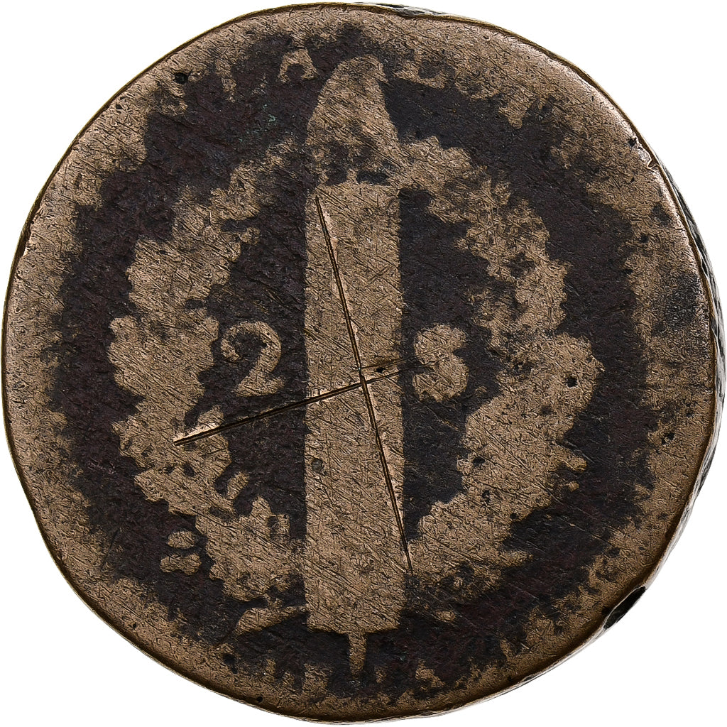 France, Louis XVI, 2 sols François, 1792 / AN 4, Lille, Bell metal, F(12-15)