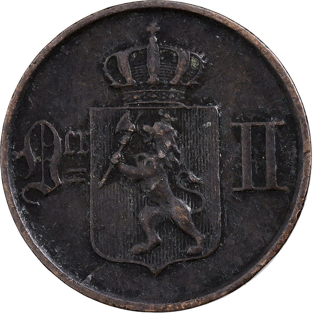 Norvegia, Oscar II, 1 Ore, 1876, Kongsberg, Bronzo, MB+