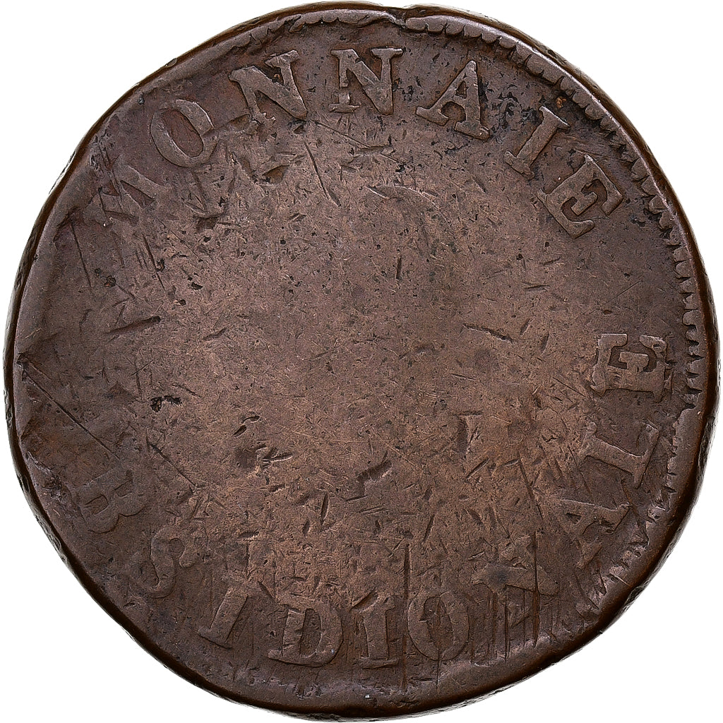France, Louis XVIII, 10 Centimes, Obsidionale, 1814, Antwerp, Copper, VG(8-10)