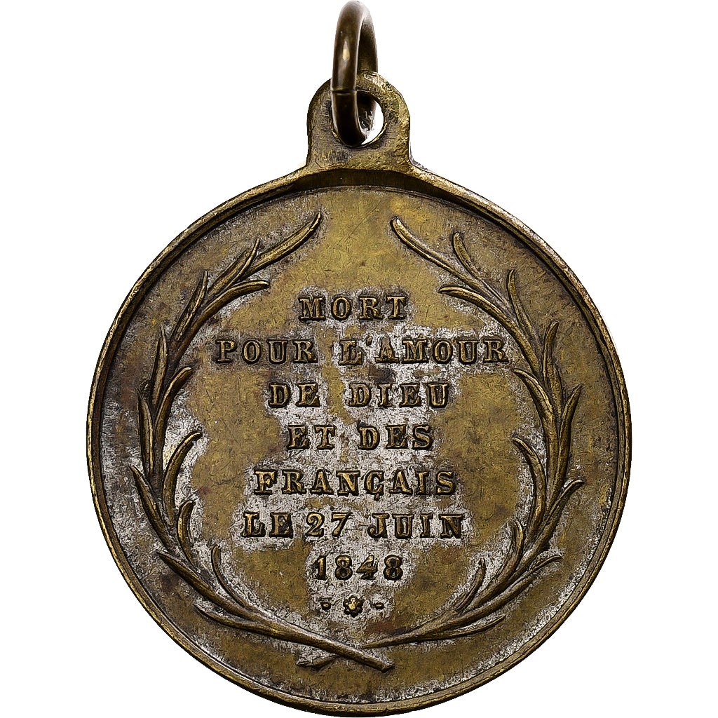 Frankrijk, Medaille, Mort de Monseigneur Affre, Archevêque de Paris, 1848, Tin