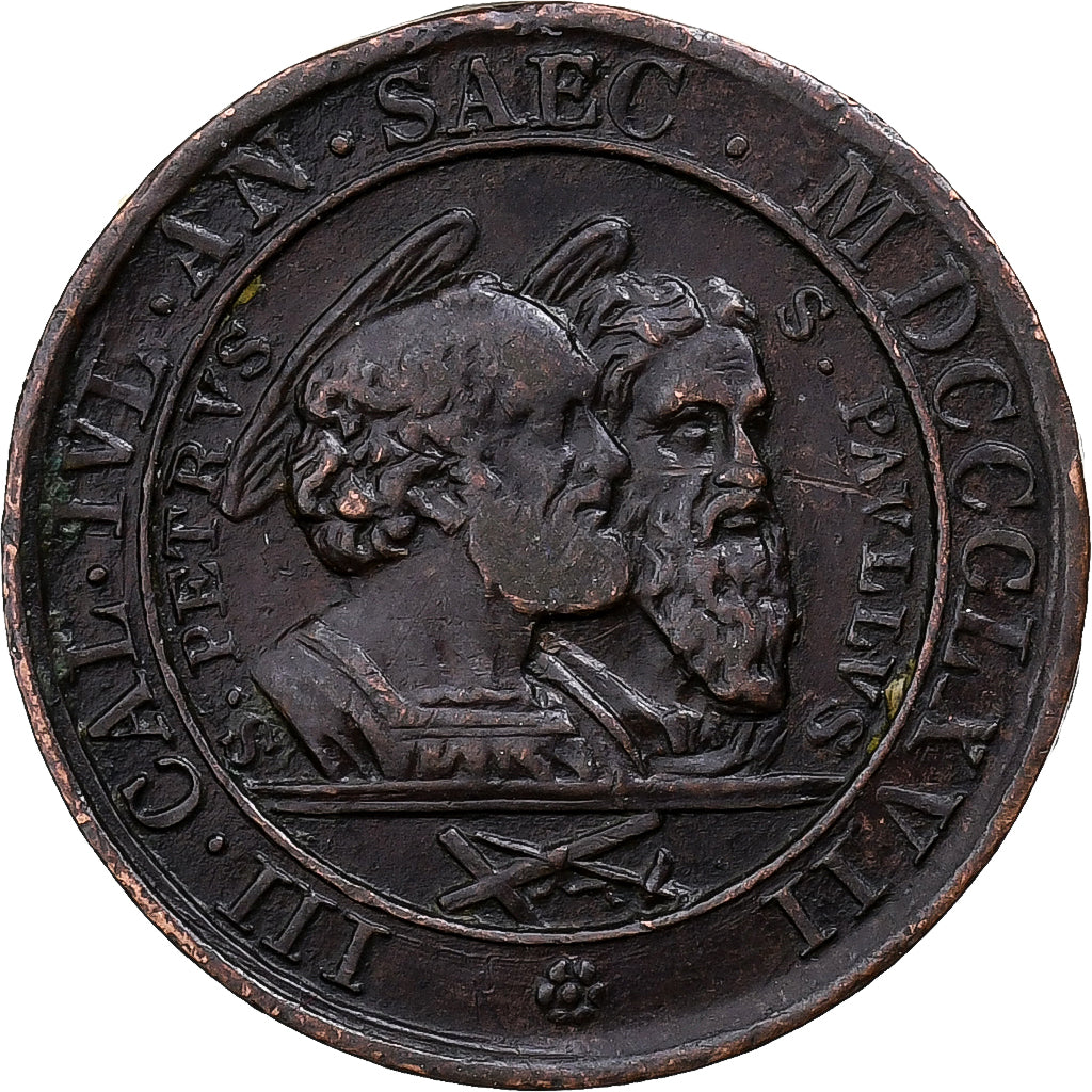 Papal States, medalha, Pie IX, 18ème Centenaire du Martyre de Saint Pierre et