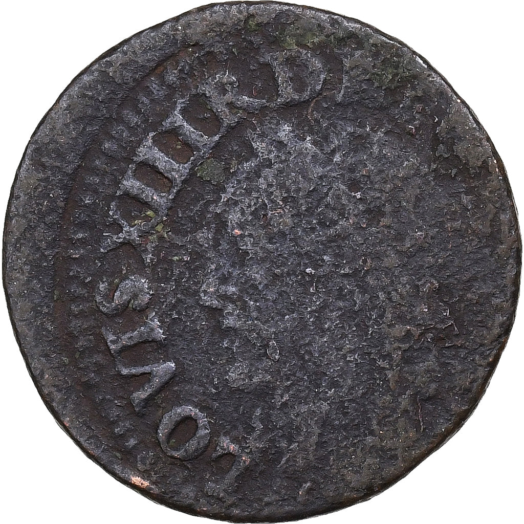 France, Louis XIII, Double Tournois, 164[?], Cuivre, B+