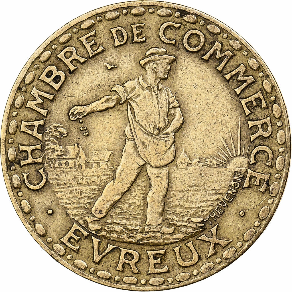Frankreich, Chambre de commerce d'Evreux, 1 Franc, 1922, SS+, Messing